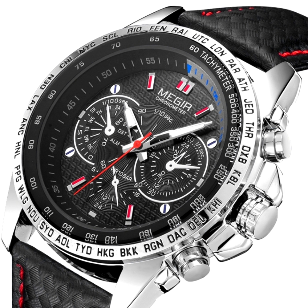 Waterproof Mens Military Quartz Stainless Steel Leather Analog Sports Watch